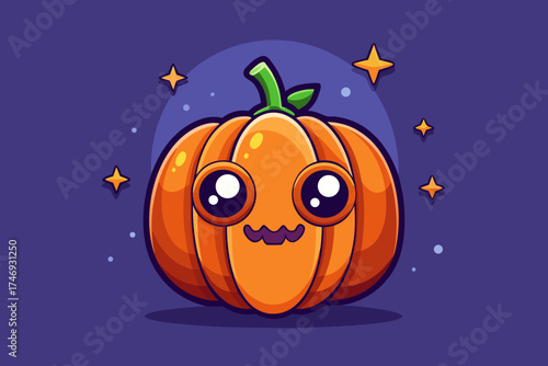 tall pumpkin with slanted oval eyes stitched side pattern