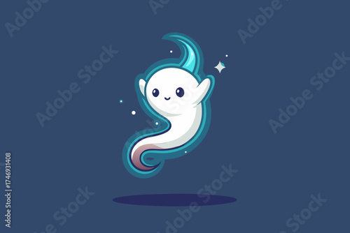 ghost with twisted wisp tail and faint glow