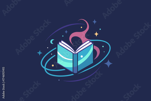book with faint swirl lines hovering in midair