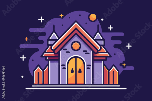 shack with roof sagging to one side illustration