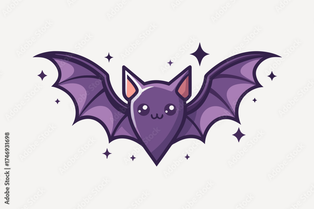 Fototapeta premium upside down bat curled wing edges micro gradient style,