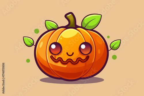 pumpkin with uneven carved eyes crooked mouth scary style,
