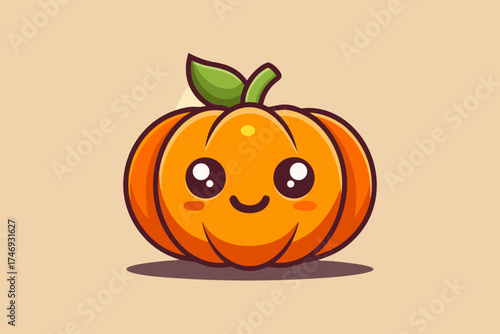 round pumpkin with circular eyes crescent shape face decoration,