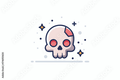 skull in angle soft glow edges micro detailed style,