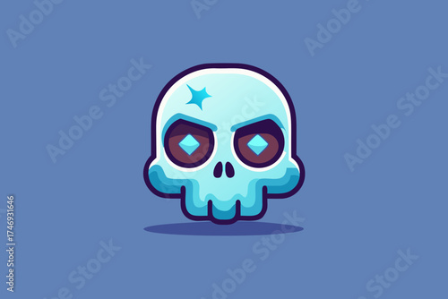 skull with hollow eye sockets soft glowing eerie effect,