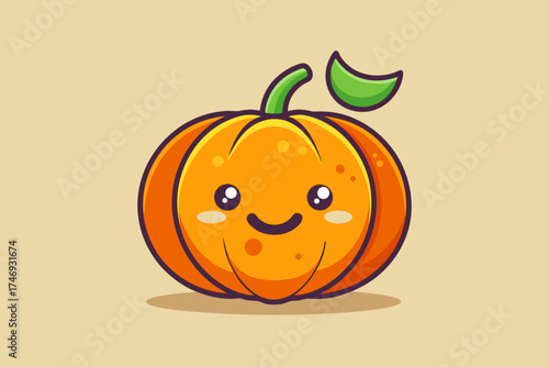tilted pumpkin with half moon eyes zigzag stem carving,