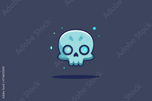 skull with minimal teeth lines subtle glowing creepy effect,