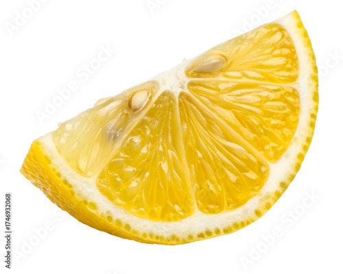 Fresh yellow lemon slice with seeds visible