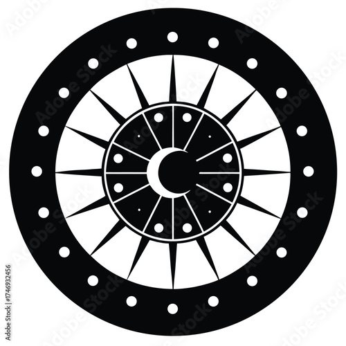 lunar calendar wheel vector icon