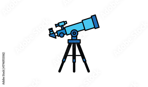 Telescope isolated on white background for astronomy research