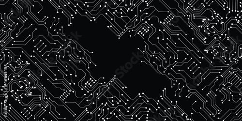 Electronic boards texture. Computer circuit board cpu chip surface energy network system stylized symbols garish vector illustrations