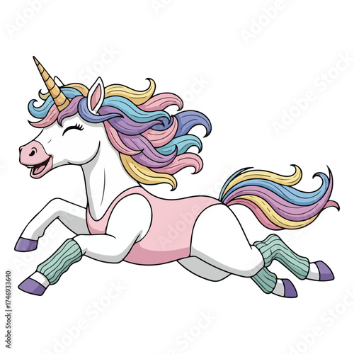 Cute Running Magical Unicorn Vector 