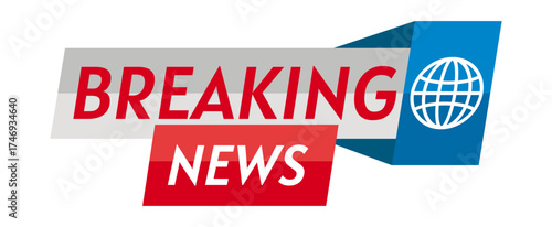 Breaking news and world logo on white background. Vector