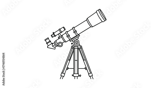 Telescope isolated on white background for astronomy hobby