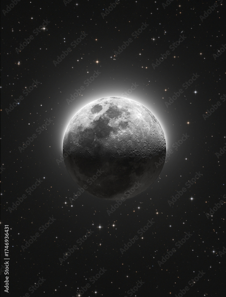 Fototapeta premium Glowing Moon with stars
