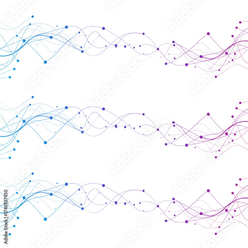 Dynamic network of glowing digital nodes and flowing lines creating a modern abstract background for data science and technology concepts