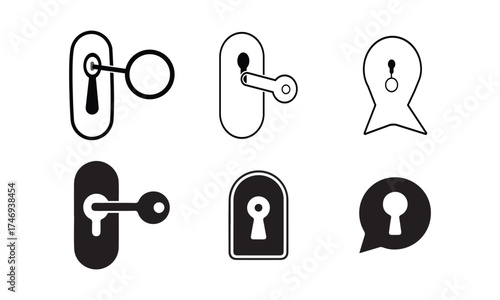 Lock and Keyhole Silhouette Icon Collection – Security Vector Symbol