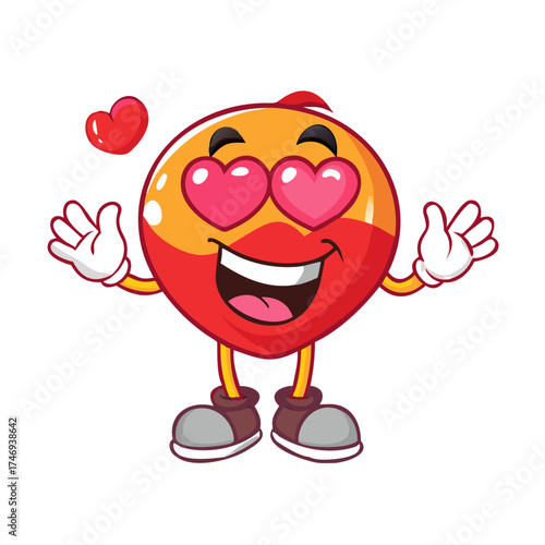 Retro groovy cartoon character. Red heart smile. happy valentines day card. vector illustration.Valentine Heart Character
