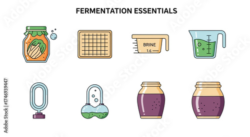Fermentation Essentials Jars Brine Air Locks and Measuring Tools for Food Preservation