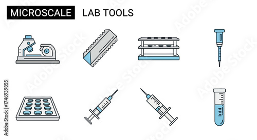Illustrated Laboratory Tools and Equipment for Scientific Research and Analysis