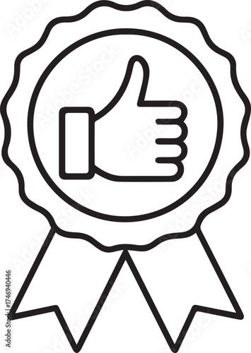 Thumbs Up Award Badge Outline Icon