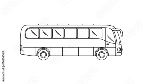 Bus line art isolated on white background for coloring book