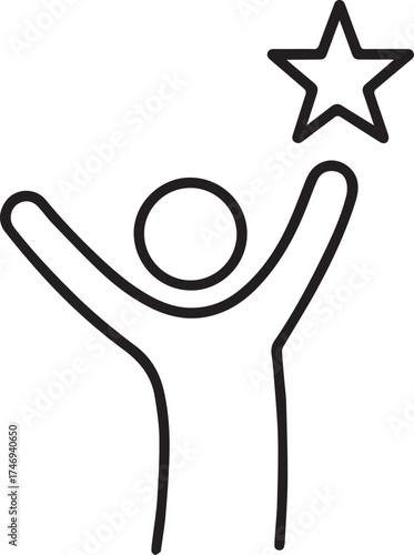 Celebrating Person with Star Line Icon