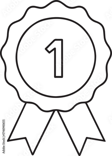 Number One Award Badge Outline Icon