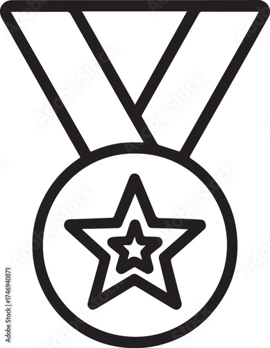 Medal with Star Outline Icon