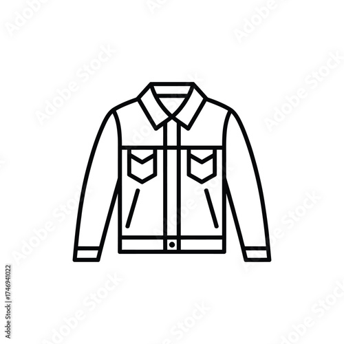 Simple line art icon of a classic denim jacket