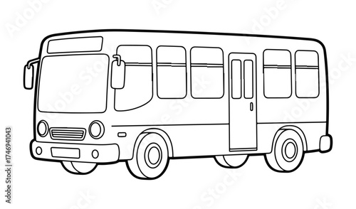 Illustration of a bus isolated on white background, outline