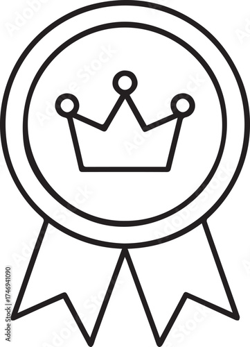 Crown Award Badge Line Icon