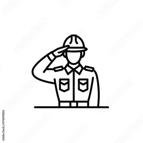 Soldier in uniform saluting with respect and honor
