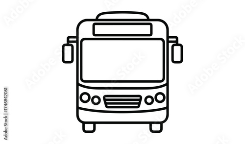 Front view of a simple black and white bus icon