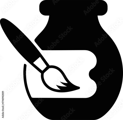 Paint Jar and Brush Art Supplies Icon

