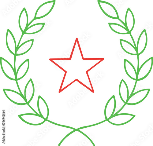 Laurel Wreath Star Line Art