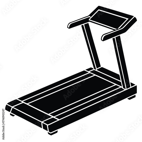 Simple black and white illustration of a treadmill