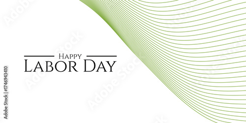 Elegant Labor Day Background with Abstract Green Lines and Clean Typography for Holiday Greetings