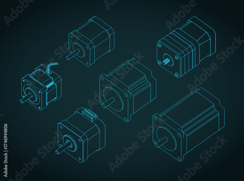 Stepper Motors Isometric Drawing Set