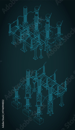 Transformer and divide voltage isometric blueprints