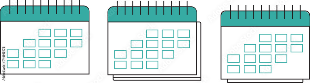 Obraz premium Collection of calendar icons in different styles