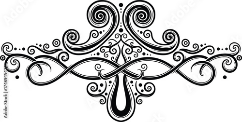 Decorative Swirls and Spirals Element Isolated on White Background