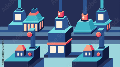 A futuristic factory setting where multiple 3D printers operate simultaneously each producing a different product illustrating mass customization.