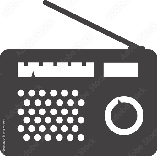 Modern radio device silhouette for advertising and technology concepts