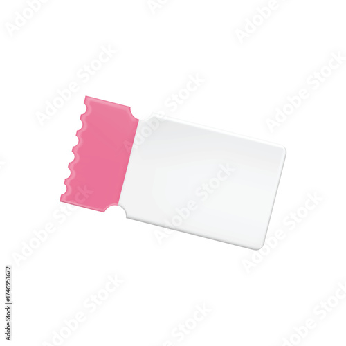 Blank pink and white ticket for event admission or prize entry vector
