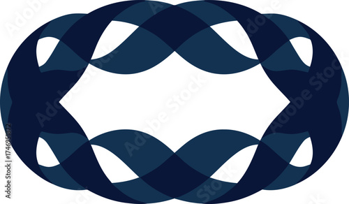Abstract Dark Blue Interlocking Ribbons Logo