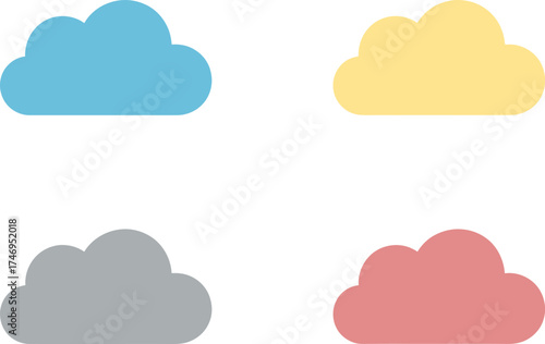 Colorful Cloud Icons on White Background