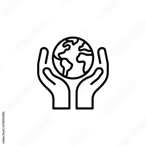 Hands holding the earth icon symbolizing global care and protection