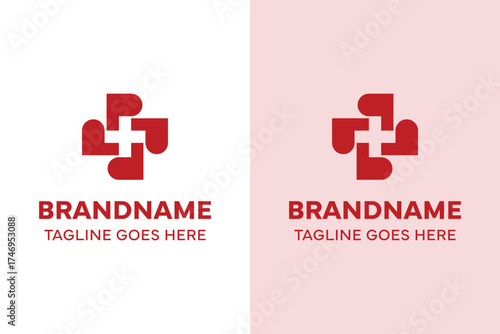 Letters P B D Q PD BQ Medical Cross Logo, care, and professionalism