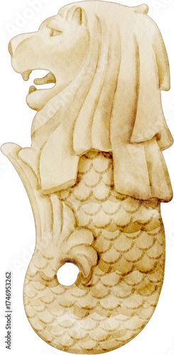 watercolor merlion sculpture